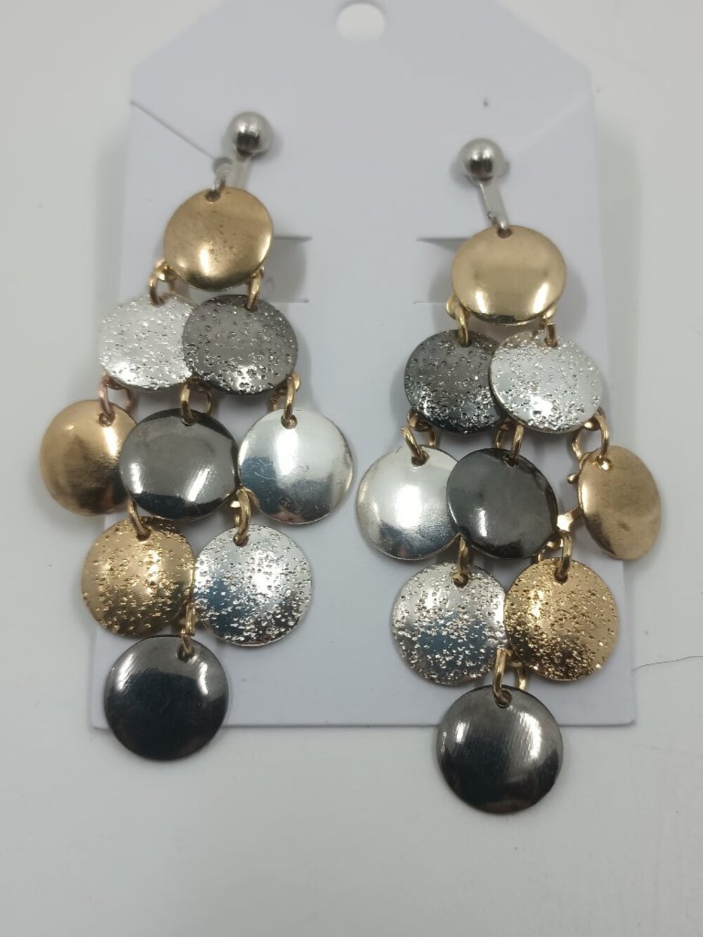 Multi -color Metal Dangle Clip Earrings